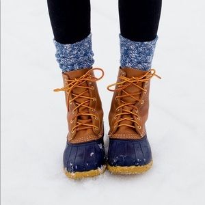Women’s L.L.Bean Bean Boots, 8”, Tan/Navy, Size 6